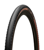 Hutchinson Caracal Race TR gravel tire 700x40 with tan wall, tubeless-ready MTB component, shown mounted on wheel.