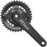 Shimano CUES FC-U4010 2-piece MTB crankset for 9/10/11-speed drivetrains, showing the crank arms and chainring.
