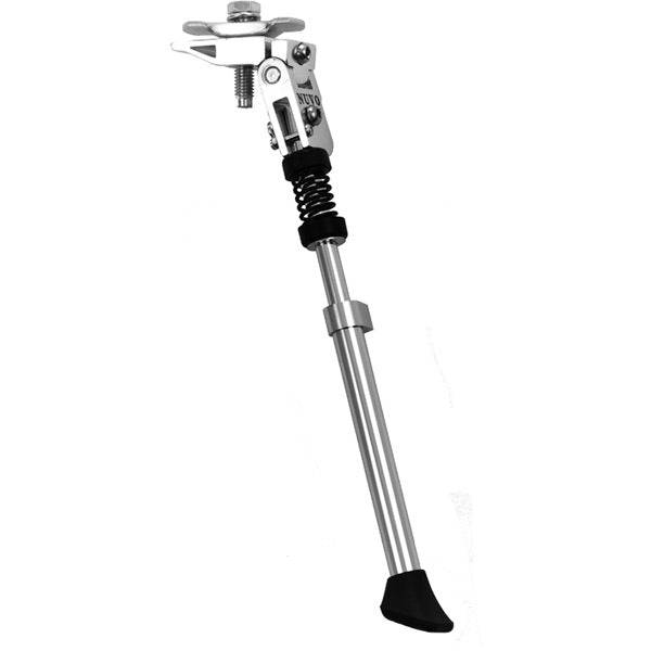 M Part universal adjustable bike kickstand for 20-28 inch wheels with hardware, shown attached to a bicycle frame.