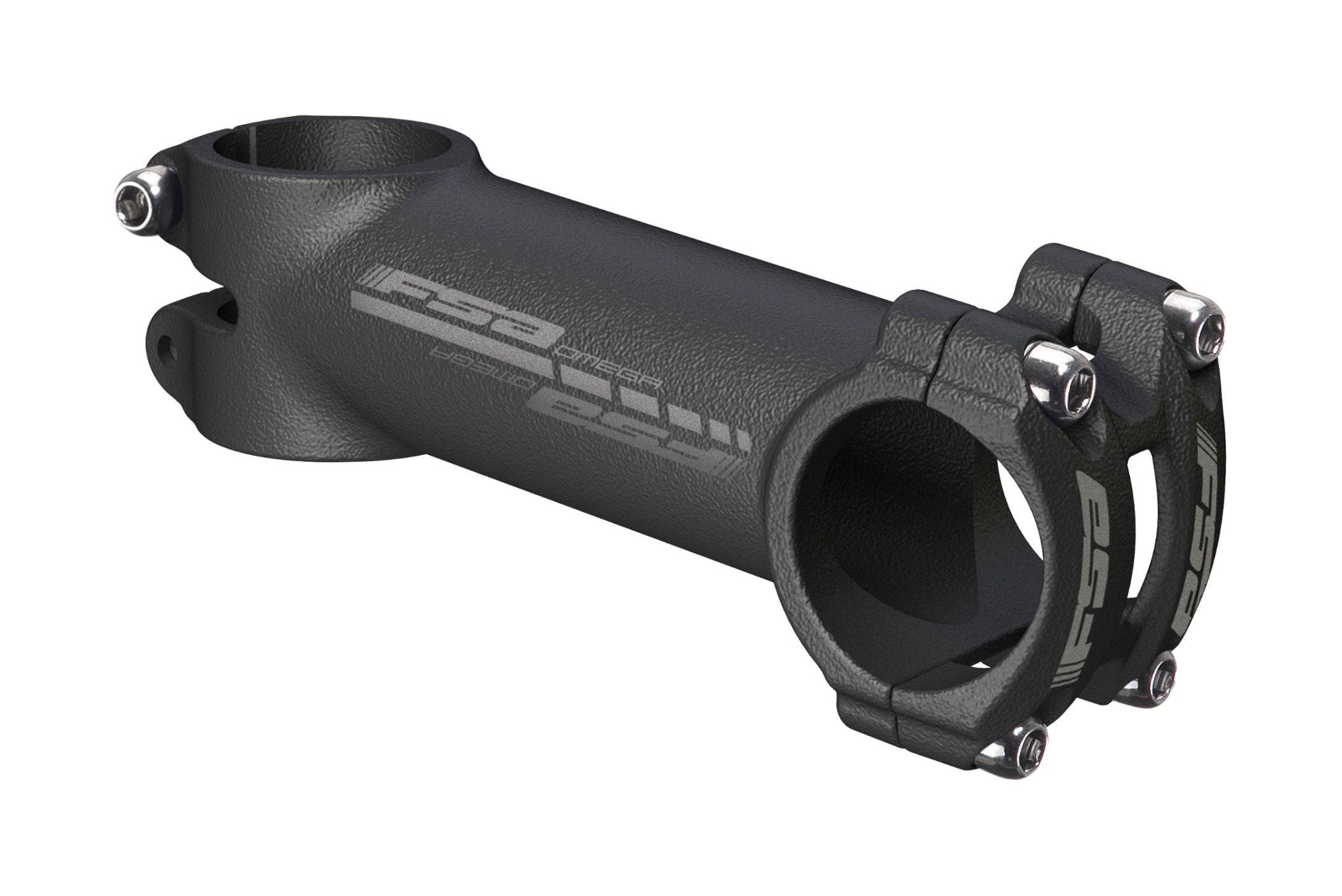 FSA Omega road bike stem with 31.8mm clamp, 60-130mm length, ±6° angle, mounted on a bicycle handlebar.