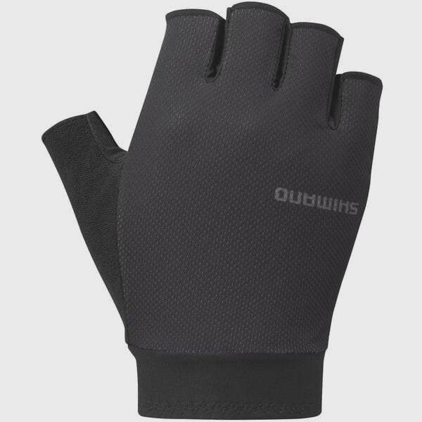 Shimano unisex explorer cycling gloves with ergonomic design and grip, shown in black with padded palms and adjustable straps.
