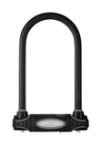 Master Lock U-Lock in hardened steel with double locking shackle, 11x21cm bike lock accessory showing the secure locking mechanism.