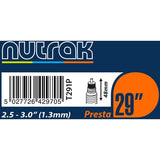 Nutrak 29+ (650B) bicycle inner tube with 48mm Presta valve, durable butyl material for reliable bike tire inflation.