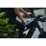 Black Topeak Bento Pack top tube bike bag with phone case and organizer for cycling accessories, compact and easy to attach.