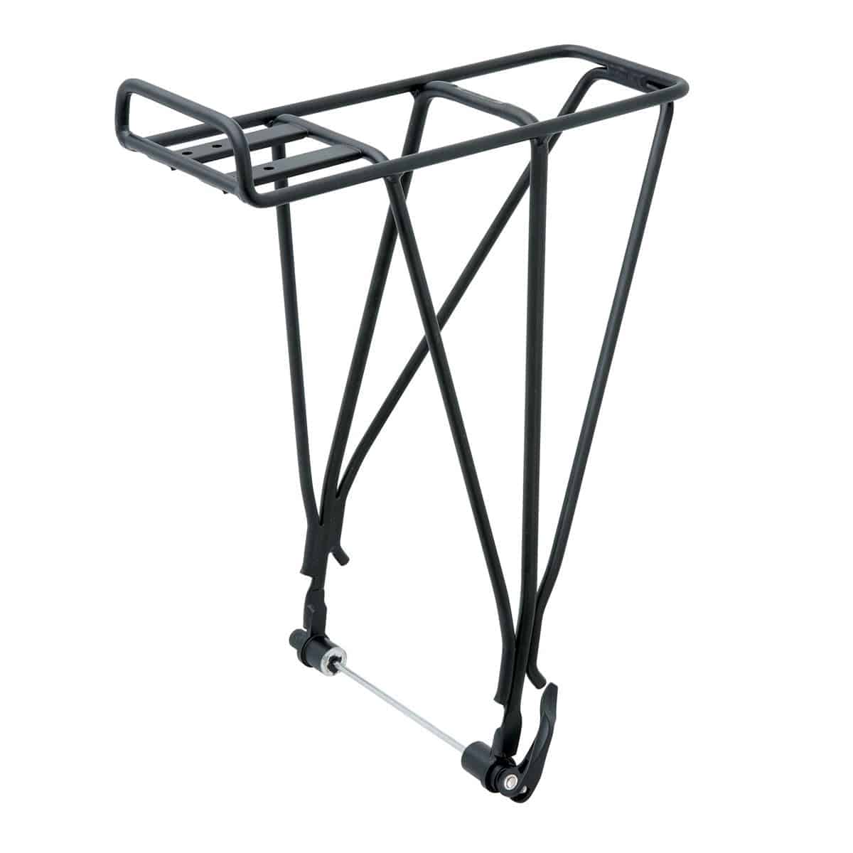 Blackburn Expedition 1 Disc rear rack in black, bike accessory compatible with disc brakes and ready for child seat installation.