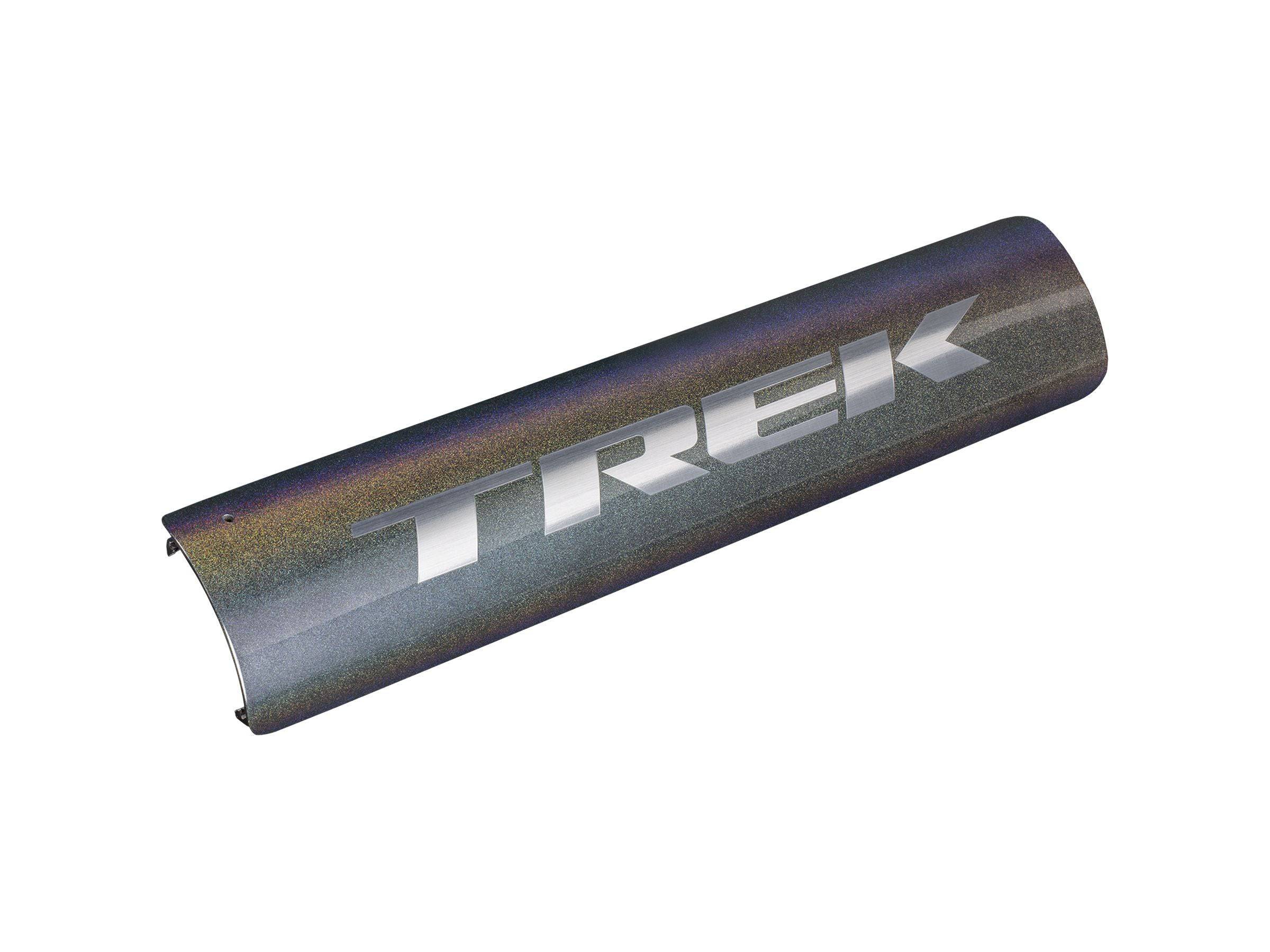 Dark prismatic shield battery cover for Trek Allant+ 9.9 RIB battery model, component replacement for e-bike durability.
