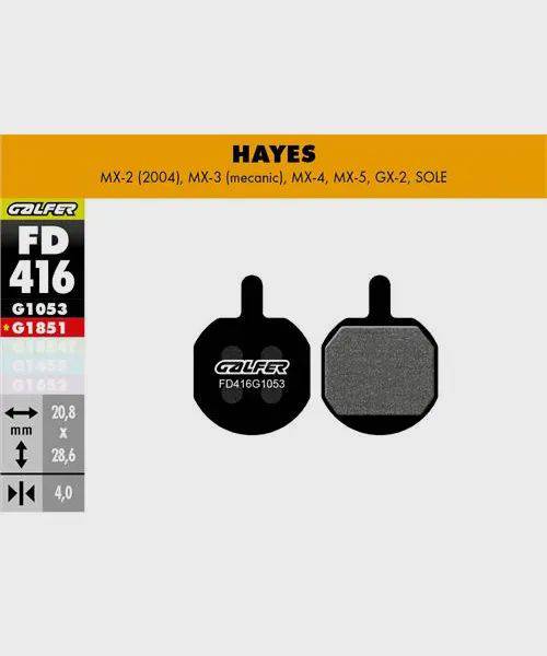 Galfer standard bike disc brake pads showing metal backing plates and friction material for reliable, quiet braking performance