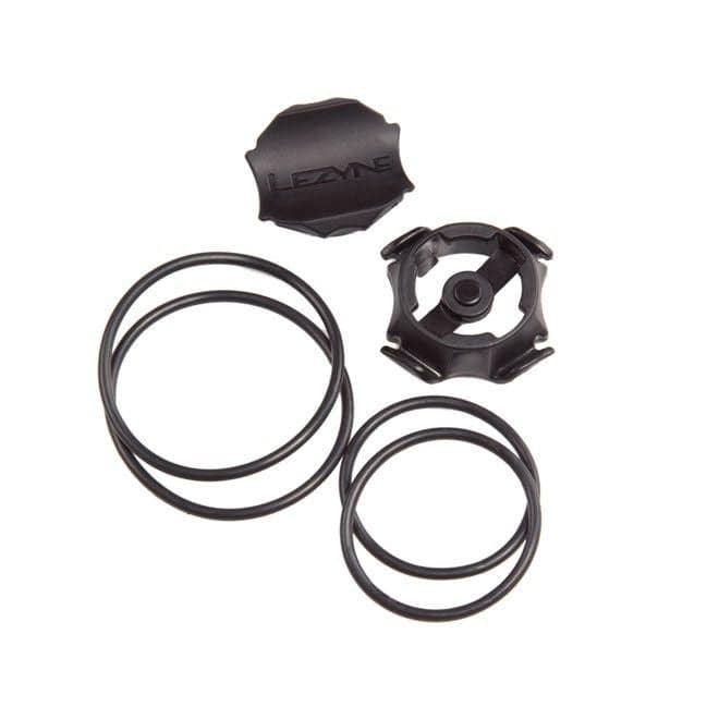 Black Lezyne GPS O-Ring Set with X-Lock Mount and Forward Mount, accessory kit for bike GPS mounting systems.