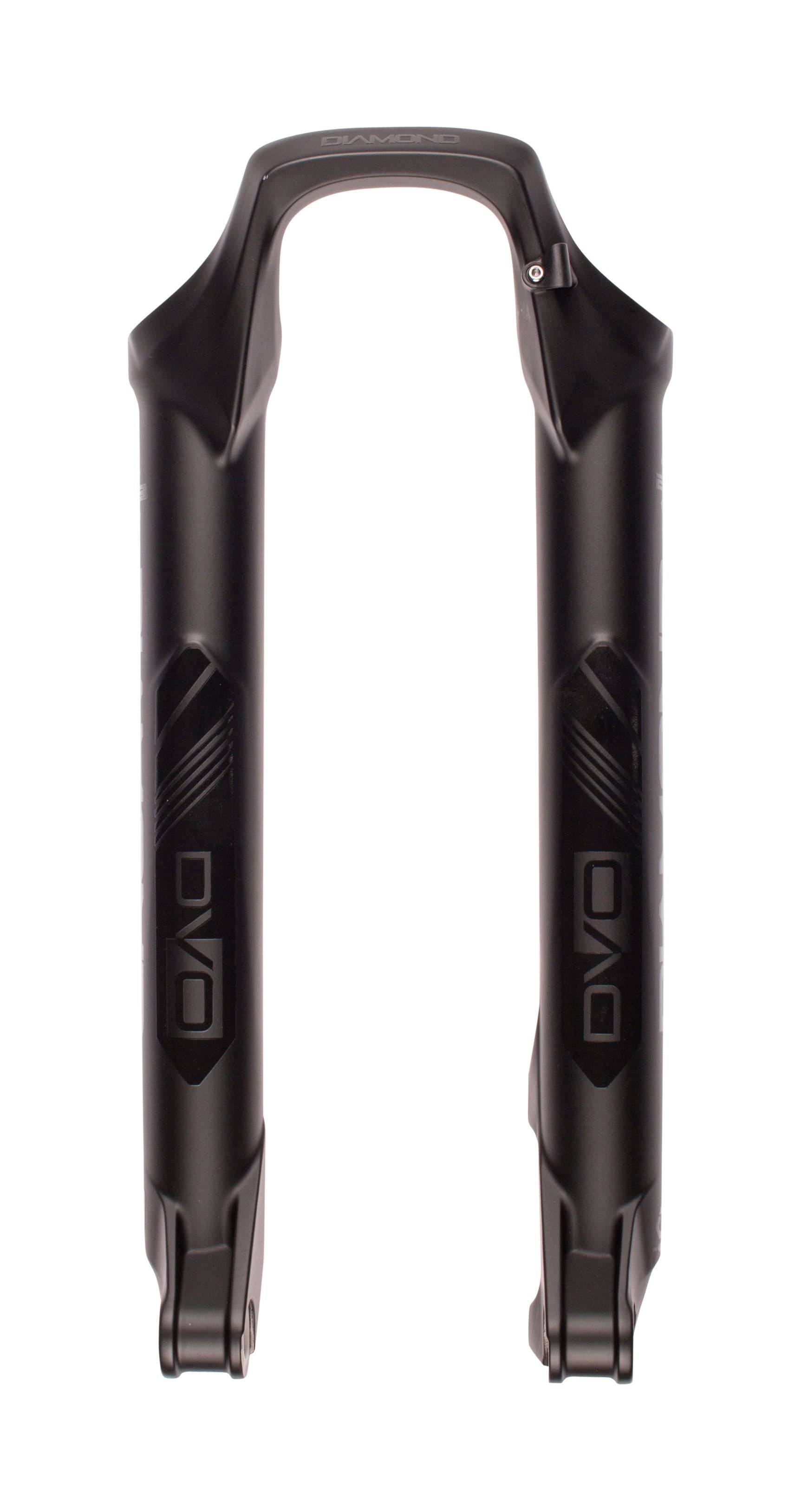 DVO 27.5-inch bottom case assembly for fork replacement, showing the components and accessories for bicycle suspension forks.