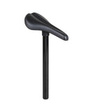 Trek Precaliber 24 youth bike saddle with integrated 27.2mm seatpost, black, 228x128mm, mounted on a bicycle component.
