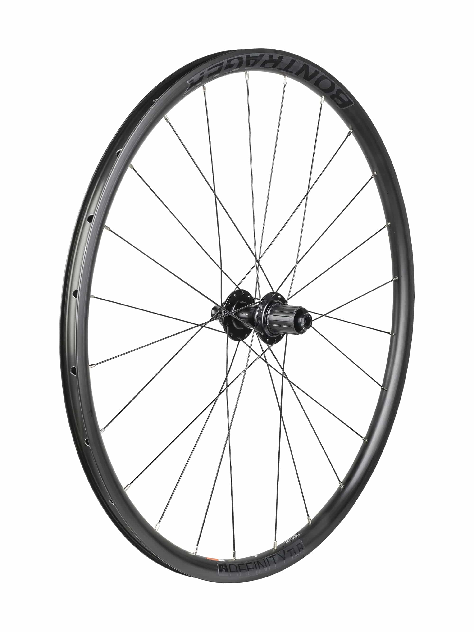 Bontrager Affinity TLR Centerlock disc road wheel with 24 spokes, 700C tubeless-ready rim, mounted with tire and disc brake rotor