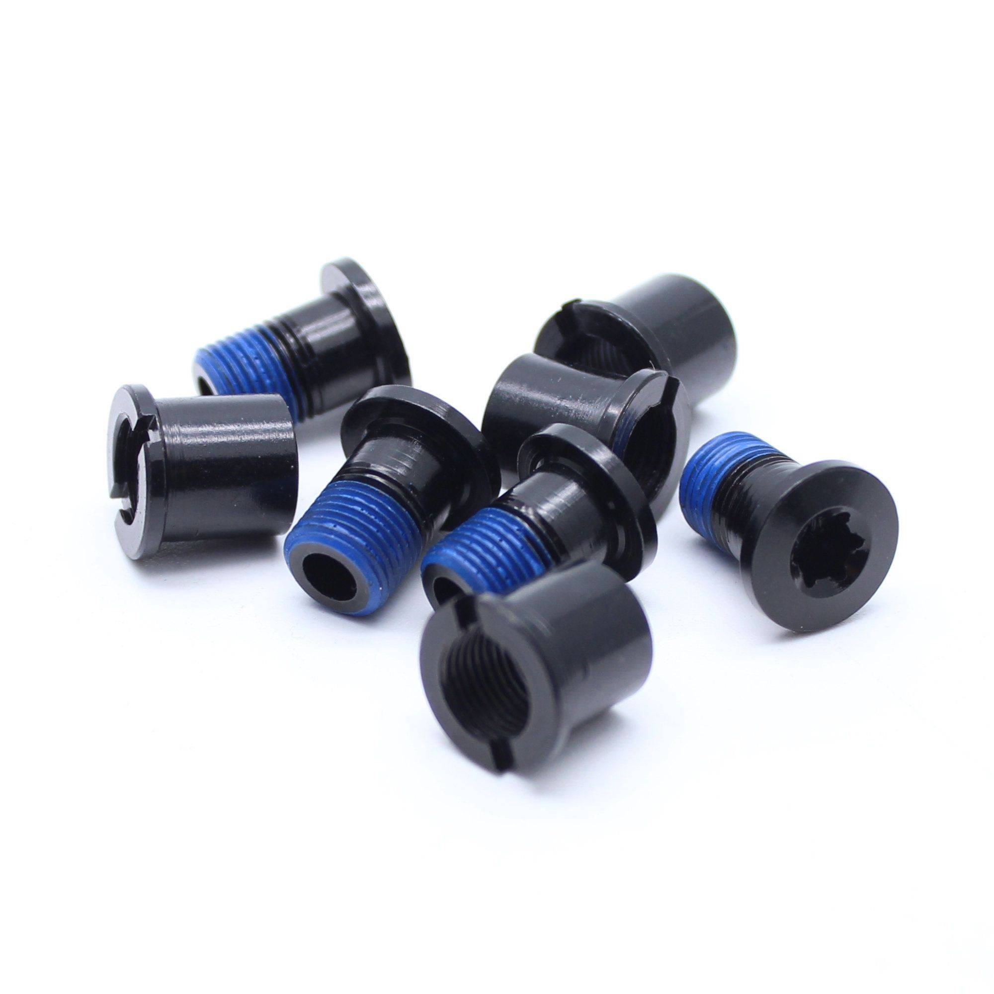 Race Face Poly Bash steel chainring bolt and nut pack with 12mm spares, components for bicycle drivetrain maintenance.