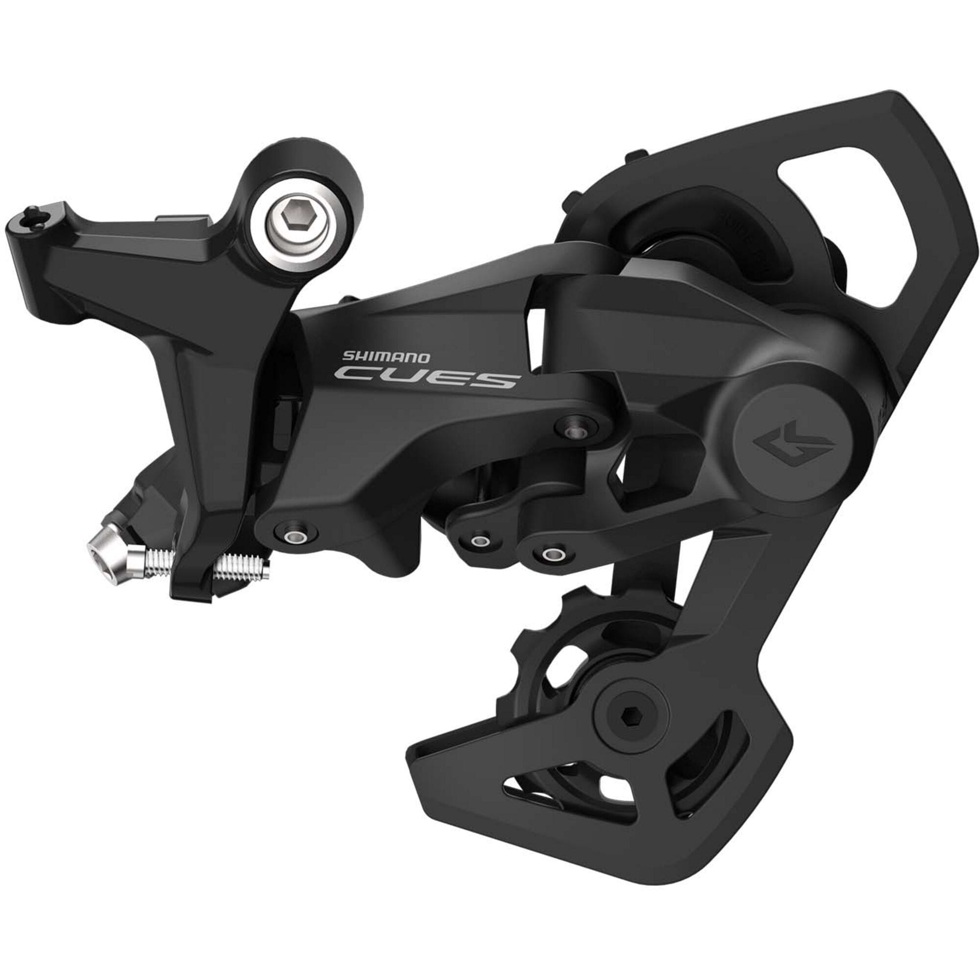 Shimano CUES RD-U4010 rear derailleur for 9/10-speed bikes, featuring shadow design and e-bike compatibility.