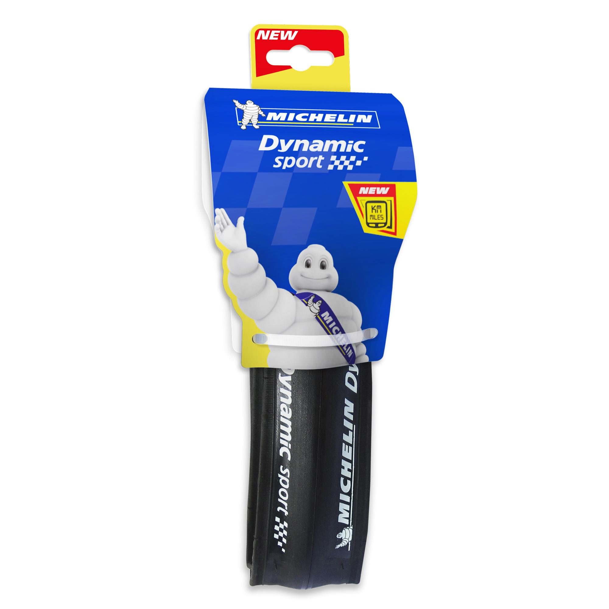 Michelin Dynamic Sport road bike tire, durable training and racing tire with a sleek tread pattern, designed for performance cycling.