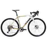Cinelli Zydeco Sage White gravel bike featuring Shimano CUES 11-speed drivetrain and lightweight frame, ready for off-road adventures.