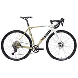 Cinelli Zydeco Sage White gravel bike with Shimano CUES 11-speed drivetrain and sturdy frame, suitable for off-road riding.
