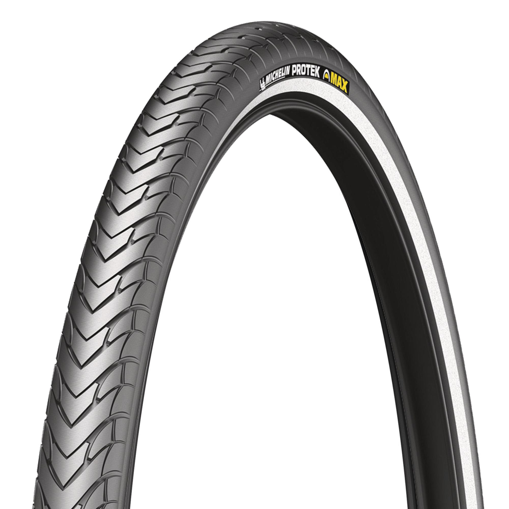 Michelin Protek Max all terrain e-bike tire with durable, puncture-resistant tread and sturdy sidewalls for off-road cycling.