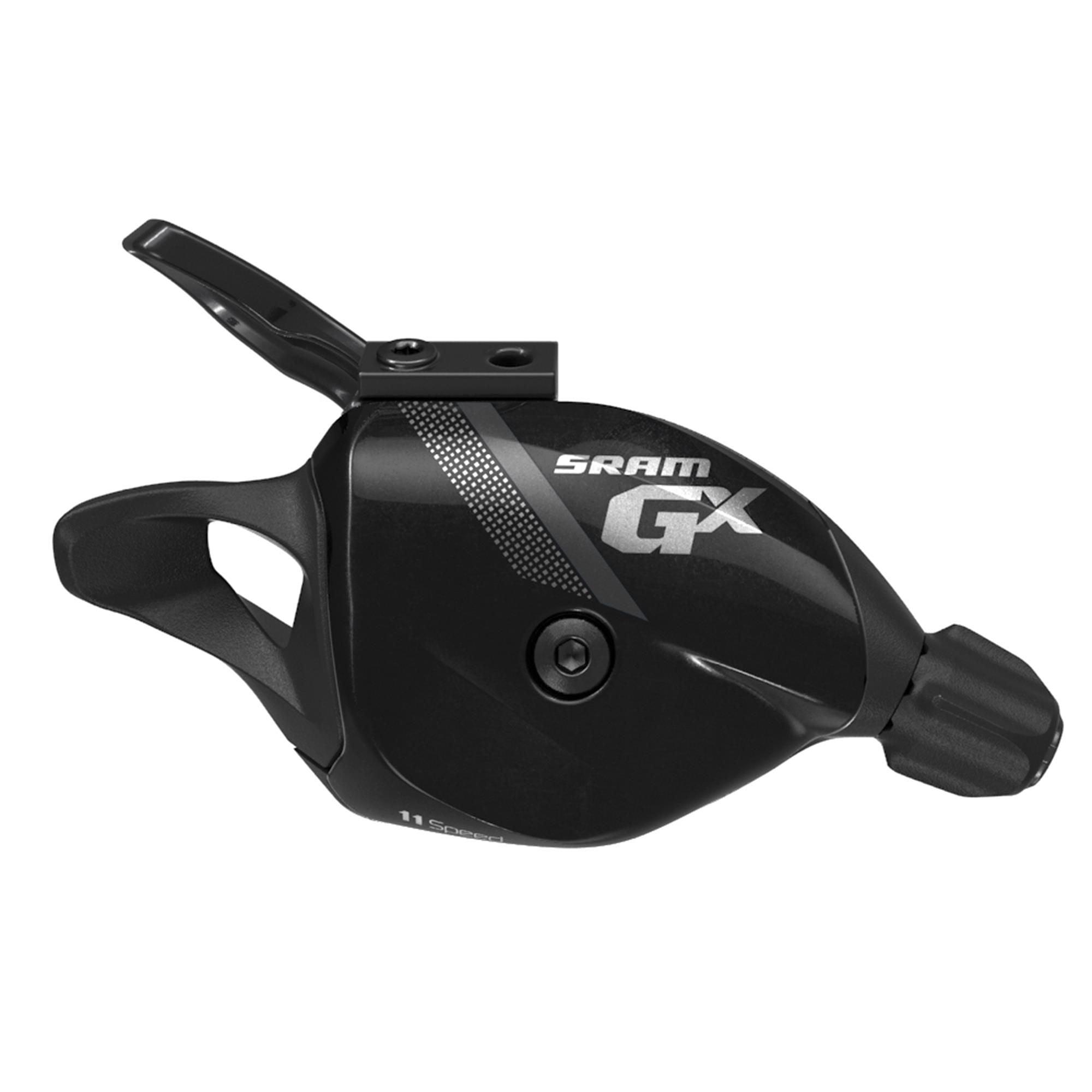 SRAM GX 11-speed rear trigger shifter with black discrete clamp for mountain bikes, durable MTB bike component.