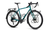 Genesis Tour de Fer 20 2026 touring bike with Shimano 2x9-speed drivetrain and rear rack compatibility, shown with frame and components.
