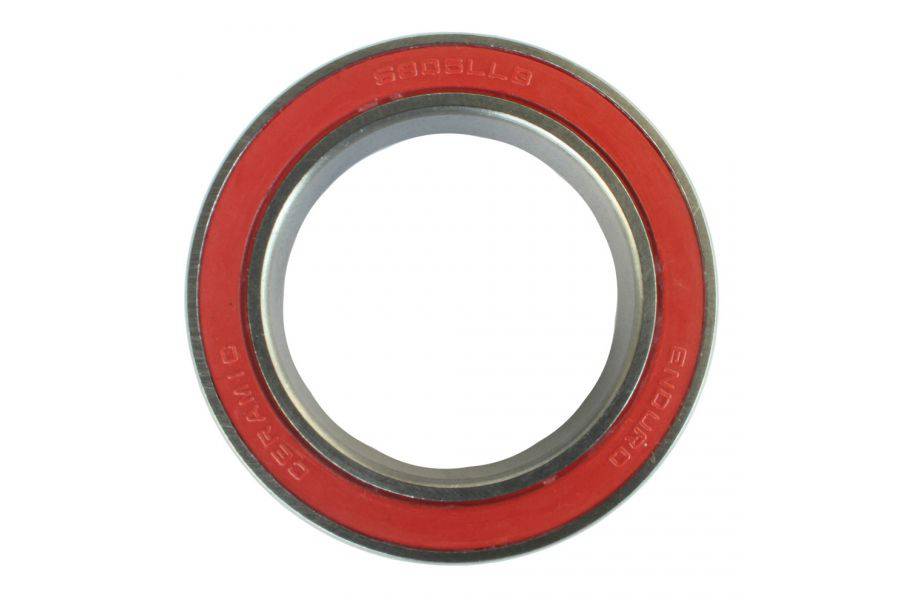 Enduro Bearings 6805 LLB ceramic hybrid bicycle hub bearing showing metal and ceramic components with dimensions 7x37x25mm.