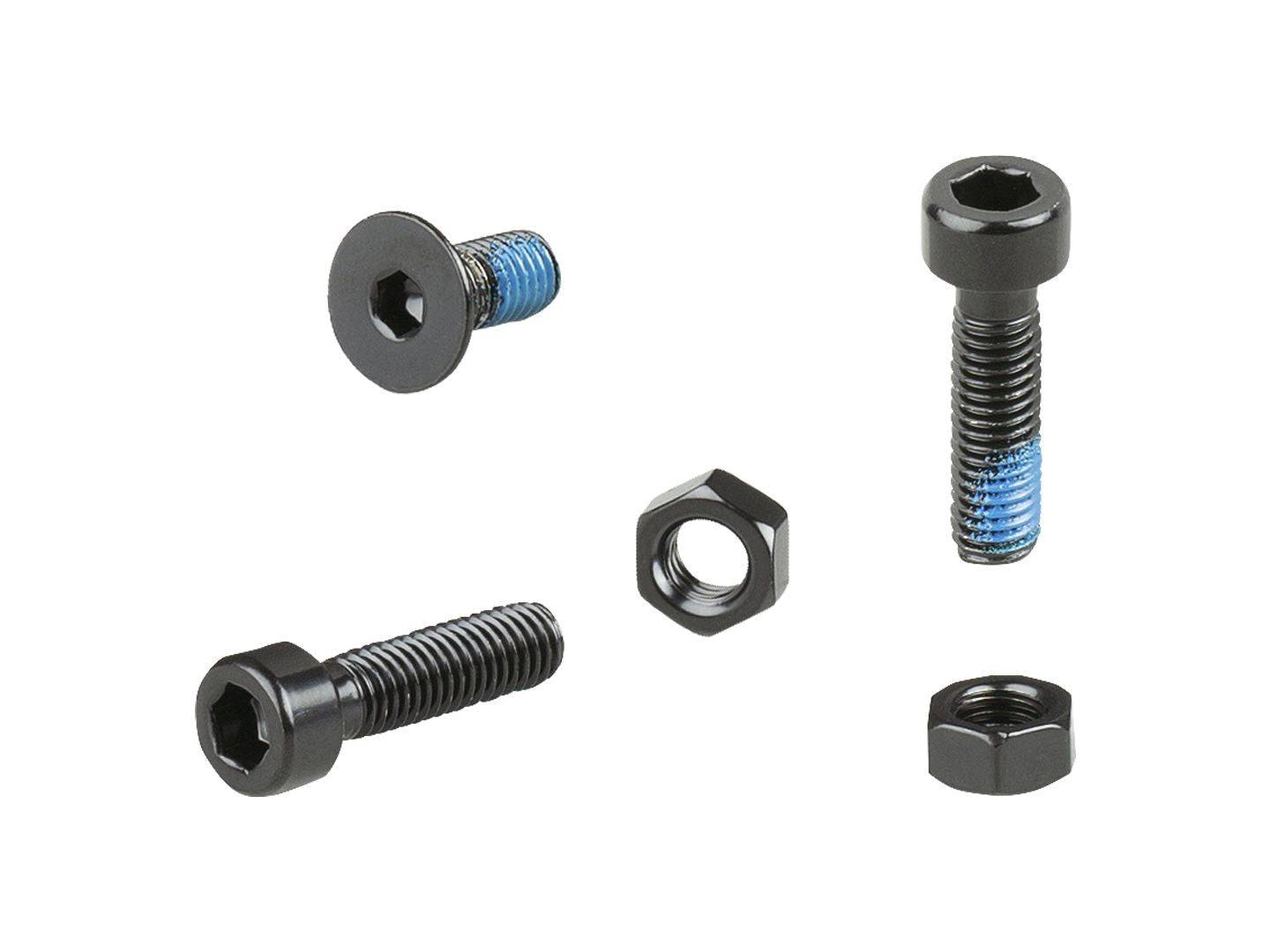 Black Trek Blendr hardware kit with skewers and thru axles, compatible with Trek bikes, shown with components in the image.
