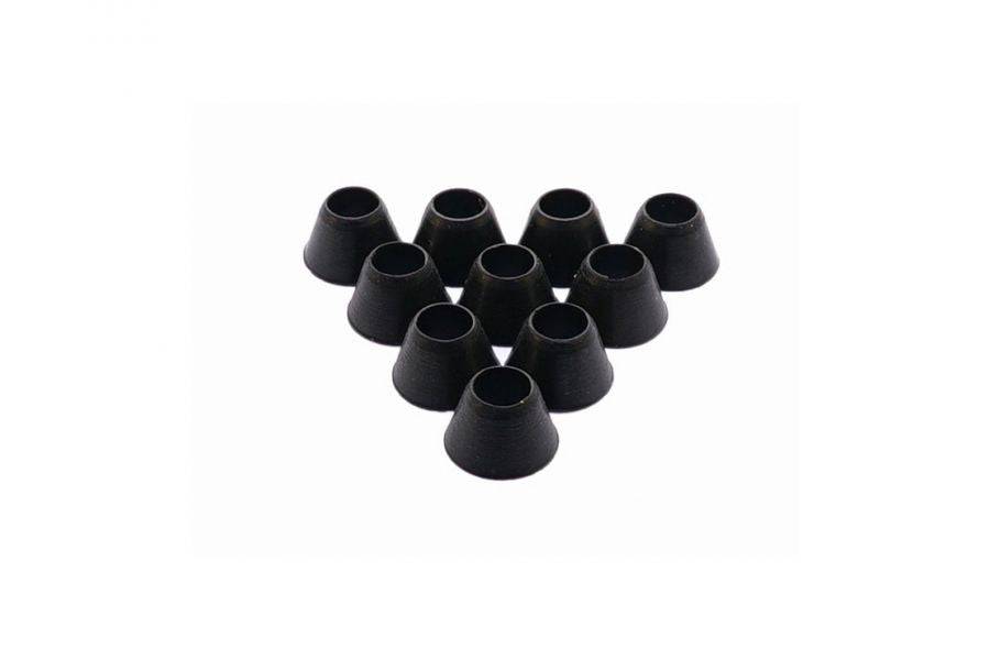 Set of 10 black Orange Seal round grommets for Versa Valve tubeless kits, made of durable rubber for sealing and protection.