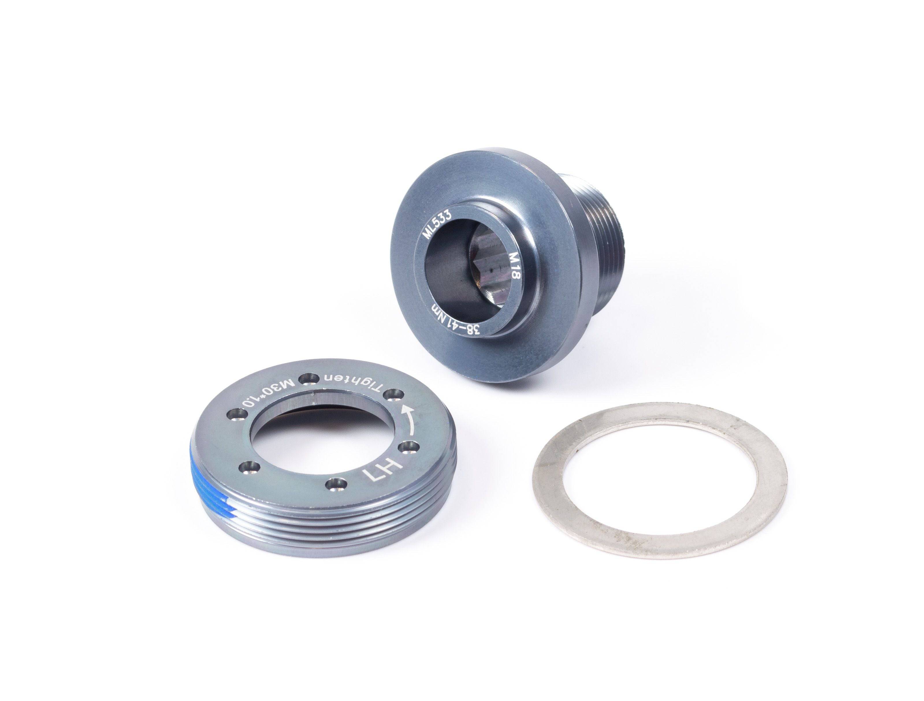 FSA 386Evo BB30 OEM crank bolt for QR-21 and Vision Track cranksets, shown on a bicycle component.