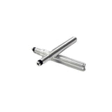 Pair of Stan's No Tubes 40mm threaded valve extenders for Presta tubeless rims, shown attached to valve stems.