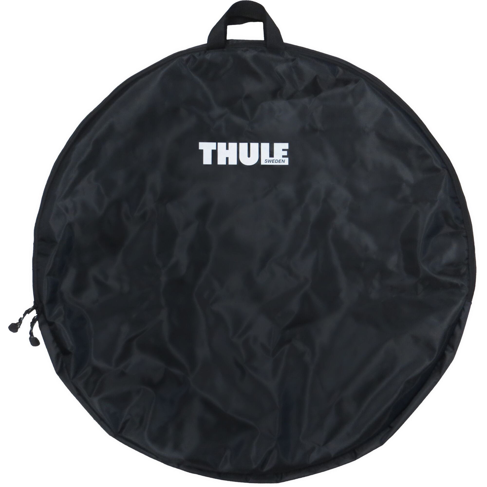 Thule 563 Wheel Bag XL for bike wheels up to 29 inches, showing padded exterior and internal pocket for accessories.