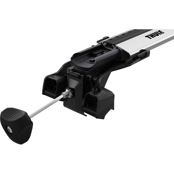 Thule 7206 Edge Bar Flush Rail Kit for Evo Wing Bar roof rack system, showing metal rails and mounting hardware.