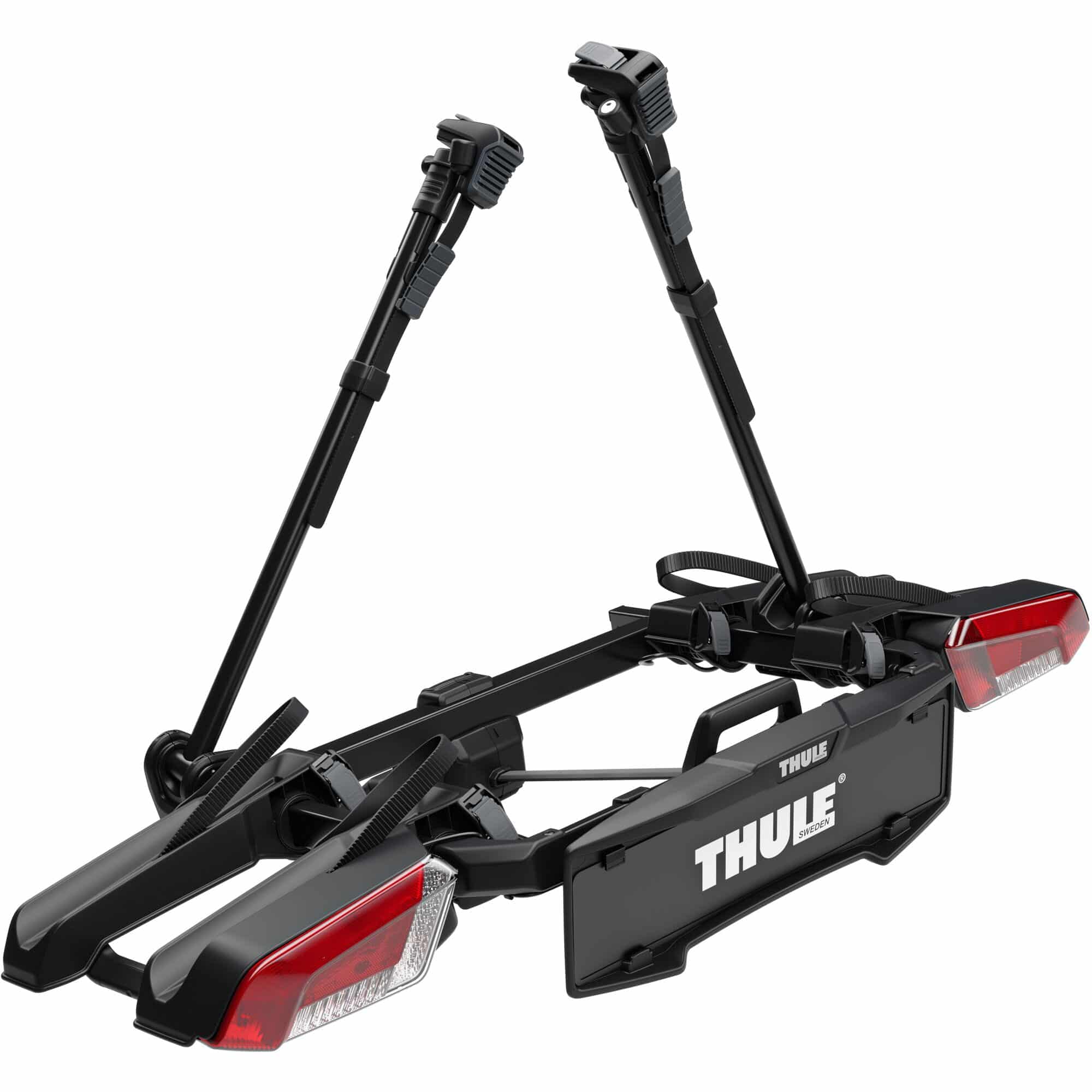 Thule OutPace 9012200 2-bike towball carrier with 13-pin connector, mounted on vehicle hitch for carrying two bikes.