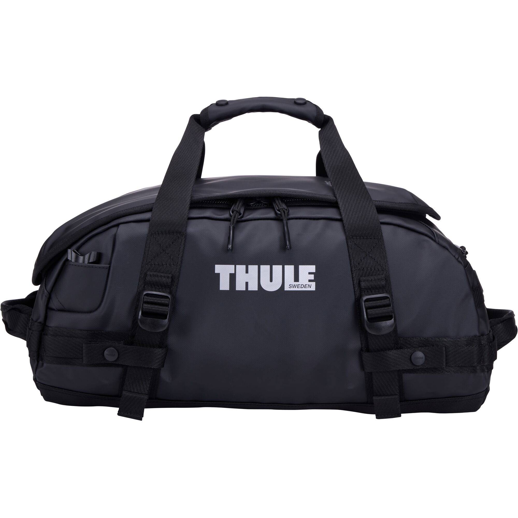 Thule Chasm Recycled 30L duffel bag with convertible backpack straps, made from eco-friendly materials, shown on a plain background.