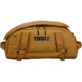 Thule Chasm Recycled 30L duffel bag with convertible backpack straps, showing its durable recycled material and versatile design.