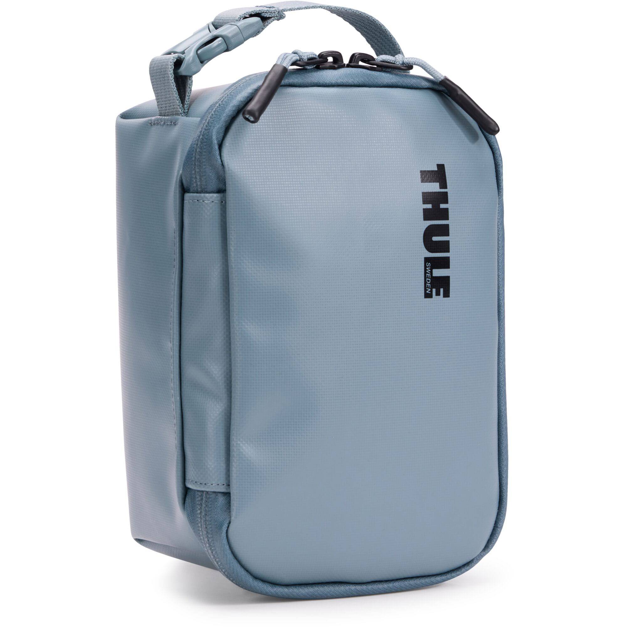 Thule Chasm Small Gear Cube in Pond Gray, weather-resistant travel organizer bag, with multiple compartments for accessories.