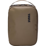 Thule Chasm Large Gear Cube in deep khaki, weather-resistant travel organizer with multiple compartments for gear storage.