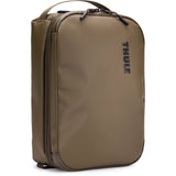 Thule Chasm Large Gear Cube in Deep Khaki, weather-resistant travel organizer with multiple compartments for gear storage.