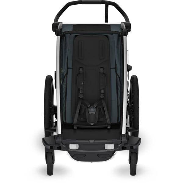 Thule Chariot Cross 2 single child carrier with cycling and strolling kit, showing the versatile stroller and bike trailer accessories.