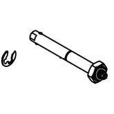 Thule Clevis rear wheel axle with circlip replacement for Chariot strollers, showing metal parts and assembly components.