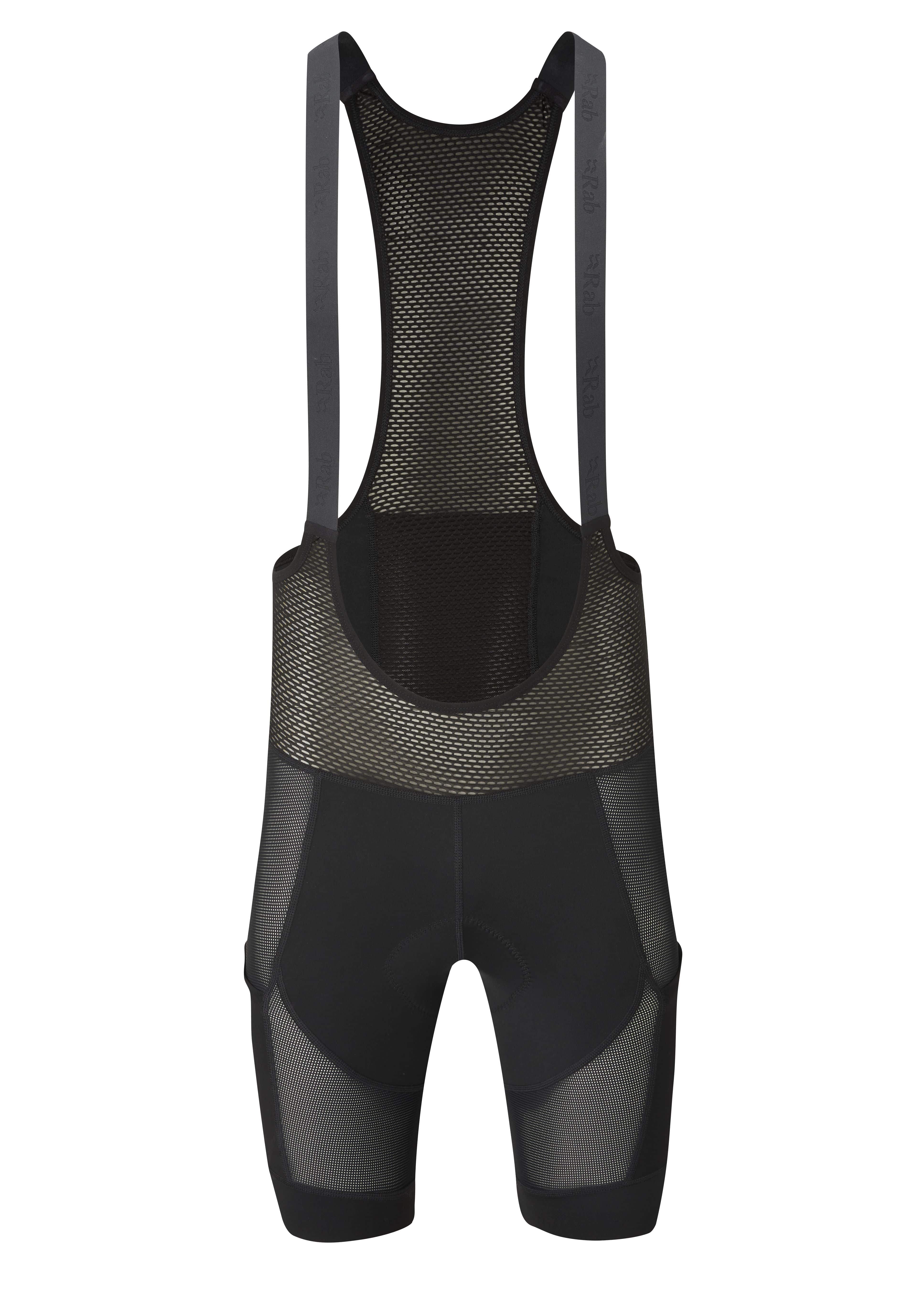 Rab Cinder Liner Bib Shorts for cycling with Elastic Interface® Gravel Performance Chamois, designed for comfort and performance.