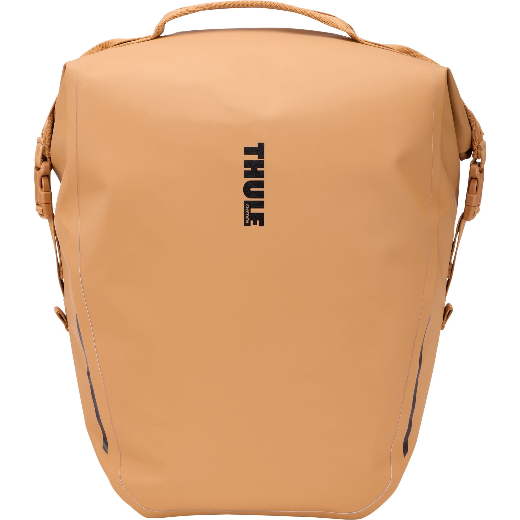 Thule Shield 22L waterproof bike pannier with laptop compartment and InLock system, designed for secure cycling accessories.