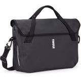 Thule Shield Attache 16-inch bike pannier with waterproof design and InLock system, featuring a laptop compartment and accessory storage.