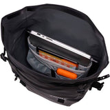 Thule Shield Commuter Pannier 22L waterproof black bike bag with laptop sleeve, designed for daily commuting accessories.