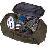 Thule RoundTrip Bike Duffel 55L cycling gear bag with organized compartments and durable design for cycling accessories.
