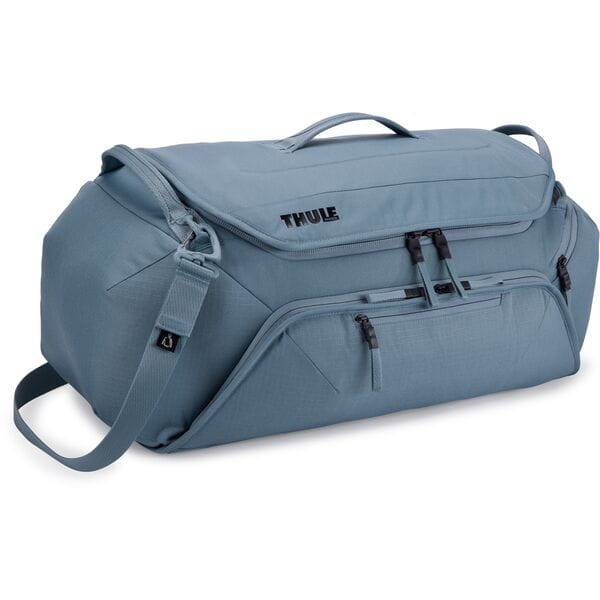 Thule RoundTrip Bike Duffel 55L cycling gear bag with multiple organized compartments and durable fabric for accessories storage.