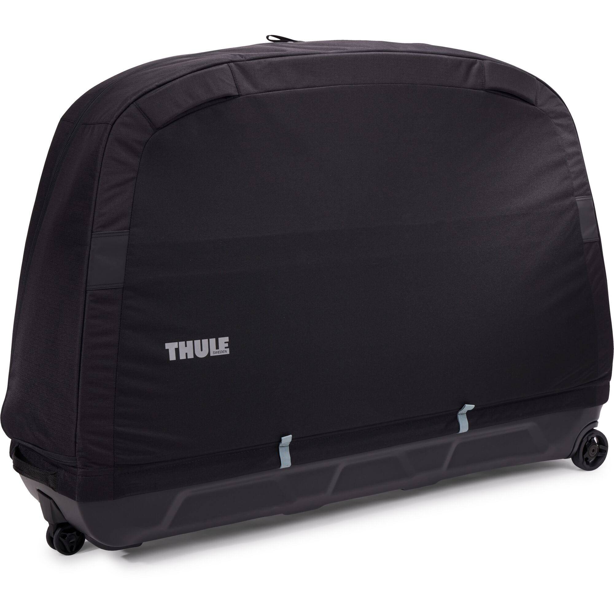 Thule RoundTrip Road Bike Case with integrated work stand for travel protection and bike transport accessories.