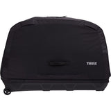 Thule RoundTrip Road Bike Case with integrated work stand for travel protection, shown open with bike inside and protective padding.
