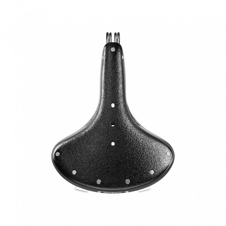 Brooks B33 saddle with rear coil springs and chrome rails, designed for comfort and durability in bicycle components.