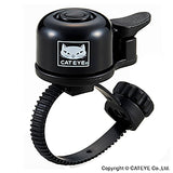 Black Cateye OH-1400 aluminium bike bell with clear loud sound and FlexTight™ compatibility, mounted on a bicycle handlebar.