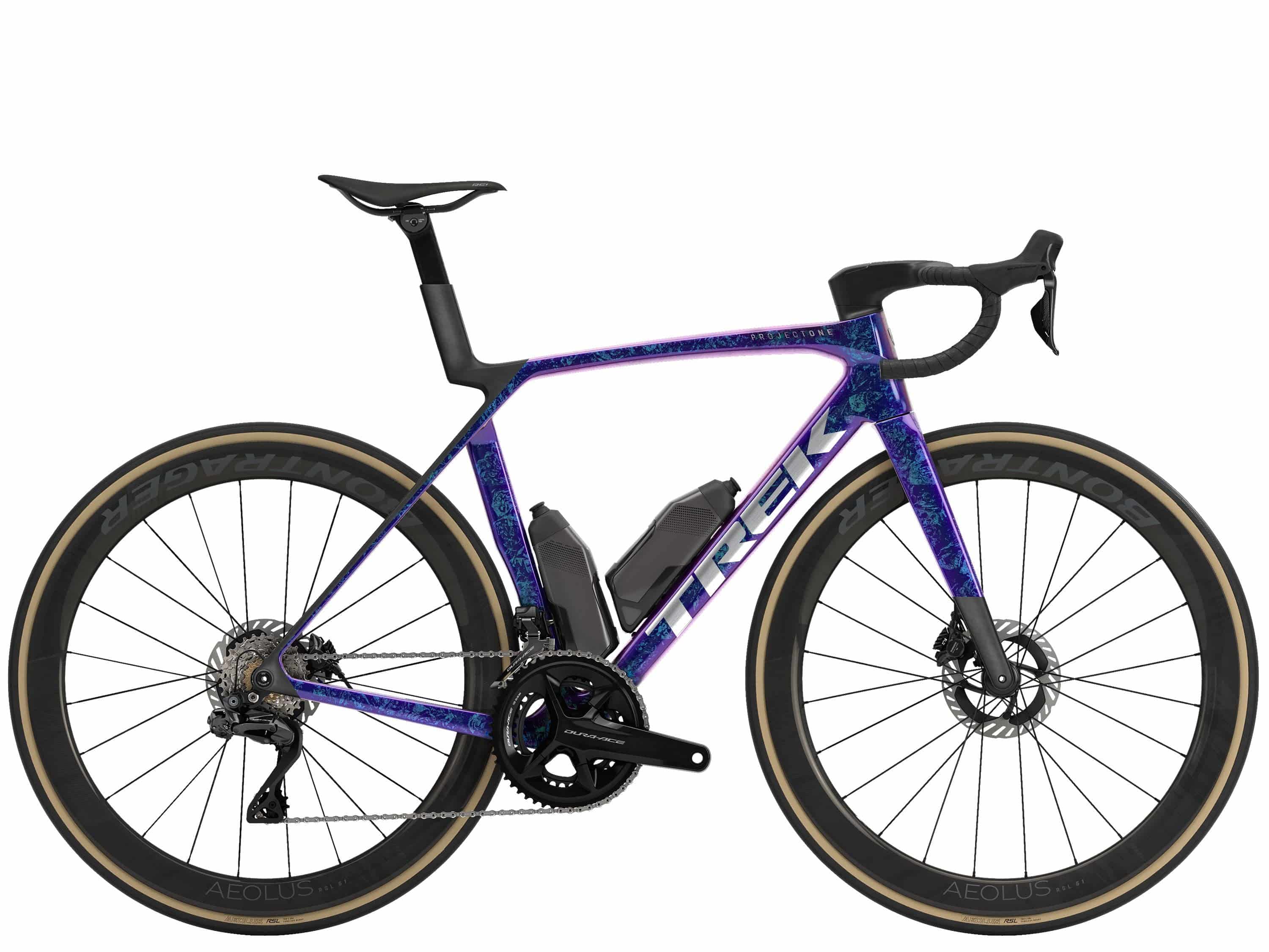 Trek Madone SLR 9 Gen 8 road bike with aerodynamic 900 Series OCLV carbon frame and disc brakes, shown from side view.
