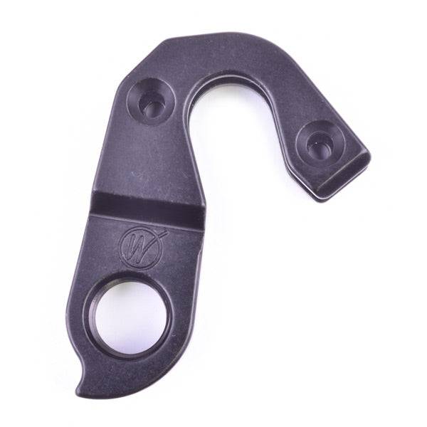 Wheels Manufacturing replaceable derailleur hanger dropout 332 for precise bike shifting, shown in close-up detail.